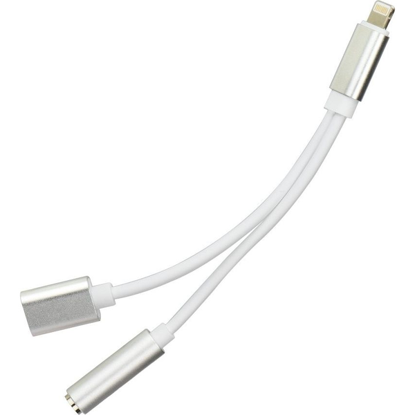 Haffner PT-4110 Lightning - 3.5mm Jack audio + Lightning csatlakozós ezüst adapter
