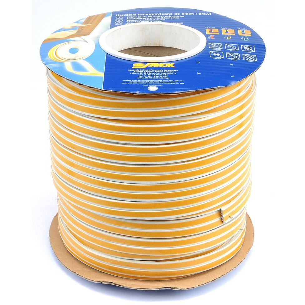 VOREL Öntapadós ablak- és ajtótömítés 9x4mm, E profil, fehér, 150m (SADSDS-04032-150)