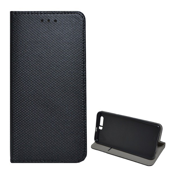 Tok álló, bőr hatású (FLIP, oldalra nyíló, asztali tartó funkció, rombusz minta) FEKETE [Honor 9] (5996457708413)