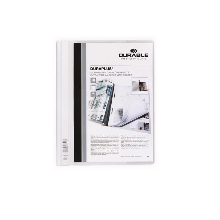 Durable DURAPLUS A4 széles panorámás gyorsfűző mappa - Fehér (257902)