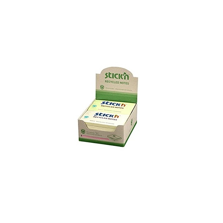 StickN 78x127mm újrahasznosított jegyzettömb 12 tömb - Sárga (100 lap / tömb) (21435)
