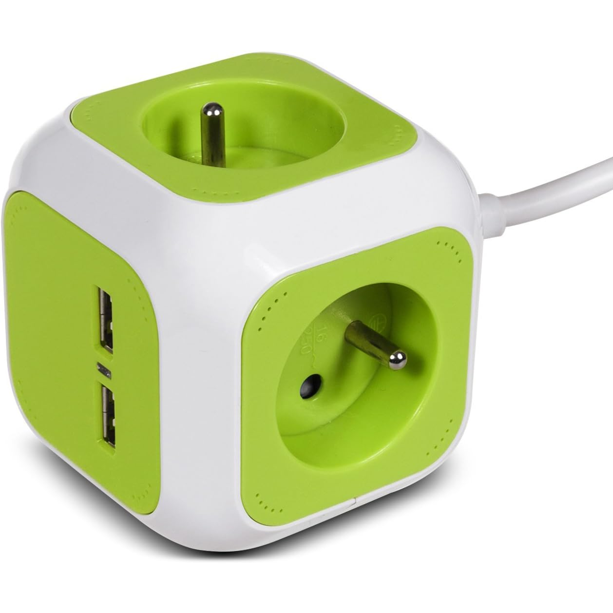 MagicCube GB118 230V Elosztó 4 aljzatos 1.4m - Fehér/Zöld (GB118)