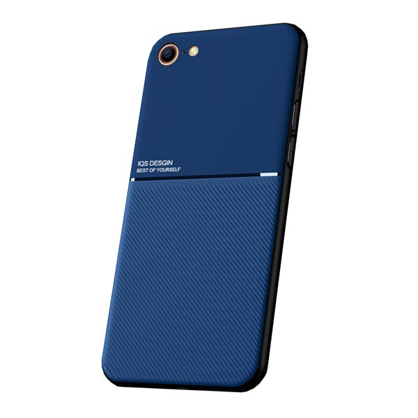 Műanyag telefonvédő (szilikon keret, közepesen ütésálló, beépített fémlemez, bőr hatású hátlap, csíkos minta) SÖTÉTKÉK [Apple iPhone SE 3 (2022)] (5996457991884)