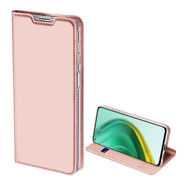 DUX DUCIS SKIN PRO tok álló, bőr hatású (FLIP, oldalra nyíló, bankkártya tartó, asztali tartó funkció) ROZÉARANY [Xiaomi Mi 10T Pro 5G]