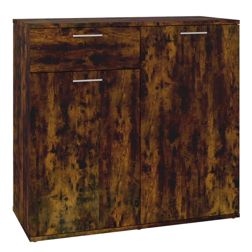füstös tölgyszínű szerelt fa tálalószekrény 80x36x75 cm (815489)