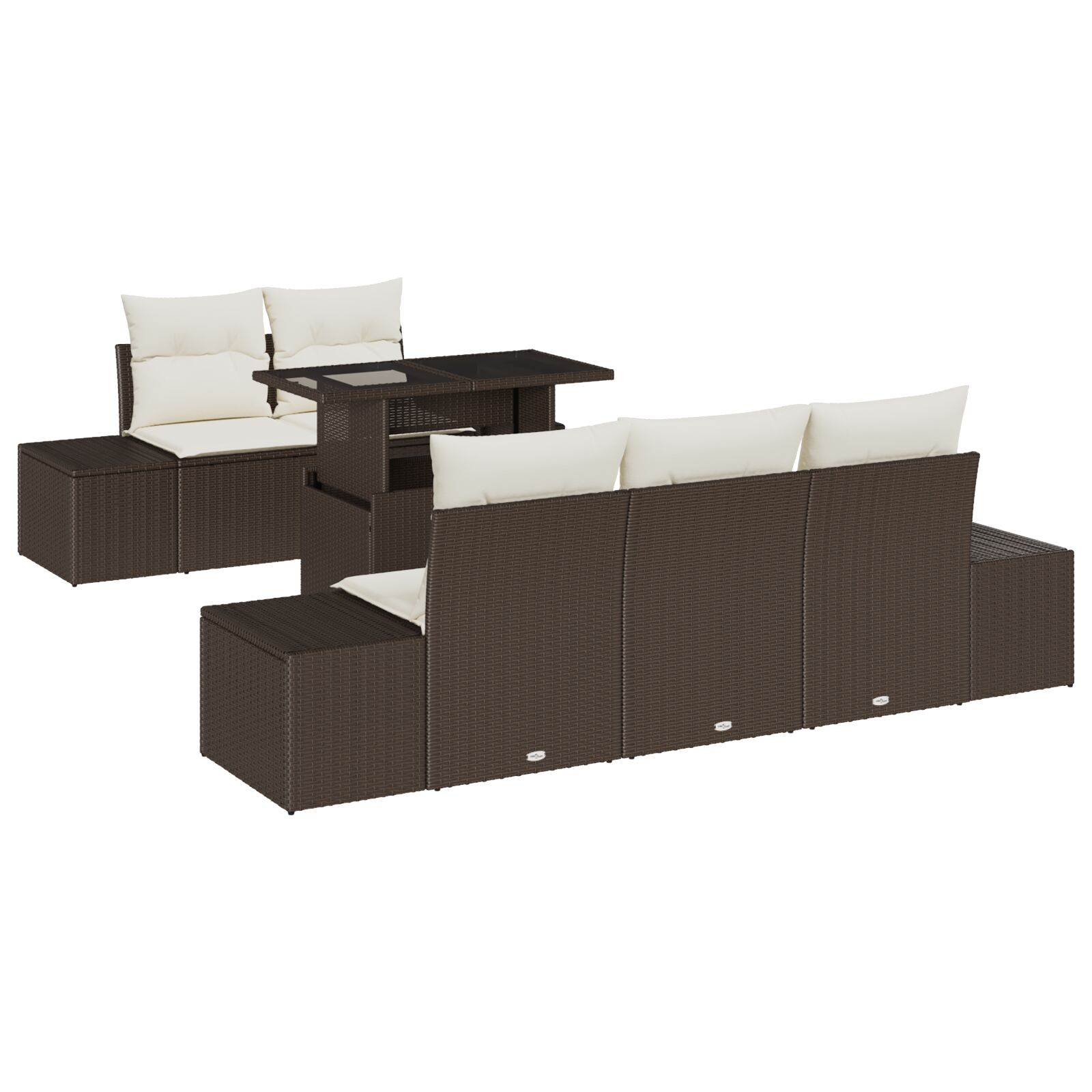 Kerti kanapé készlet 6 részes Barna Poli rattan (3349094)