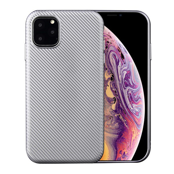 Szilikon telefonvédő (karbon minta) EZÜST [Apple iPhone 11 Pro] (5996457903276)