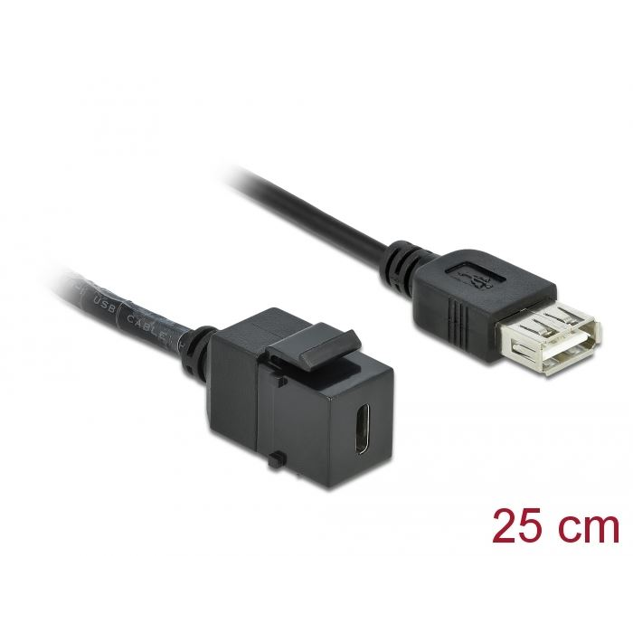 Delock Keystone modul USB 2.0 C anya > USB 2.0 A anya kábellel (86384) (delock86384)