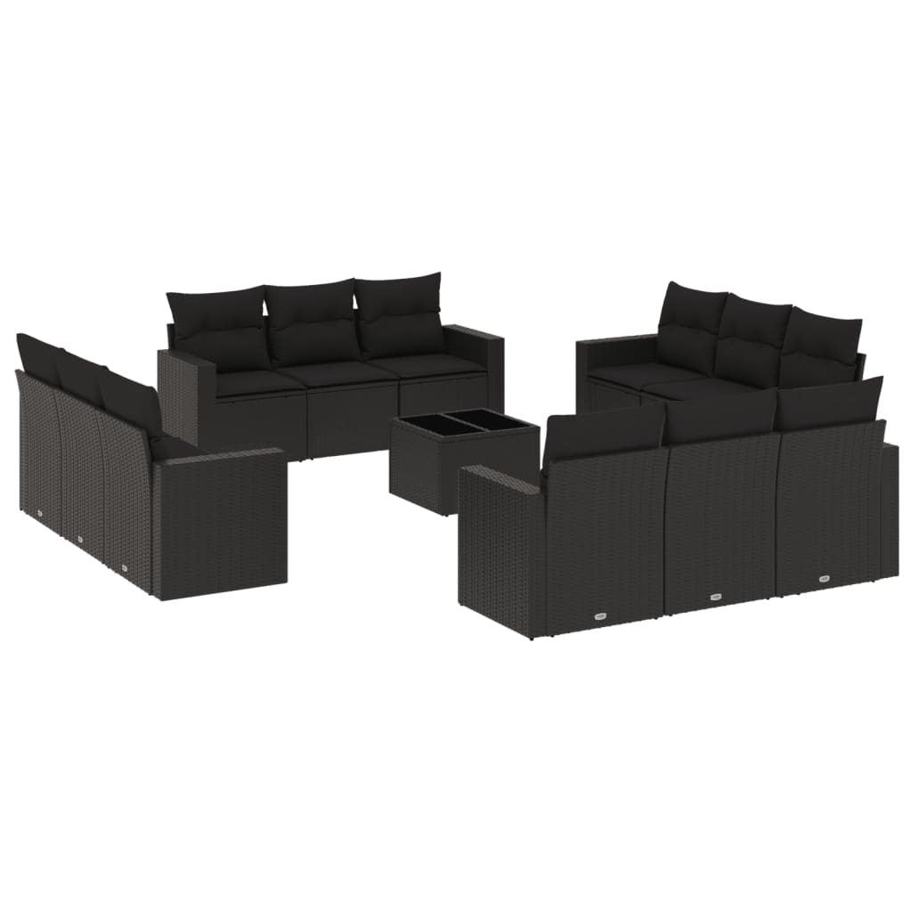 13 részes fekete polyrattan kerti ülőgarnitúra párnákkal (3218765)
