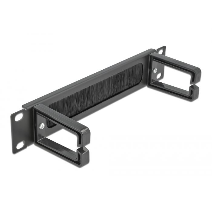 Delock 10” hálózati szekrényekhez kábelrendező fésűs panel 2 hurokkal, 1U fekete (66485) (delock66485)