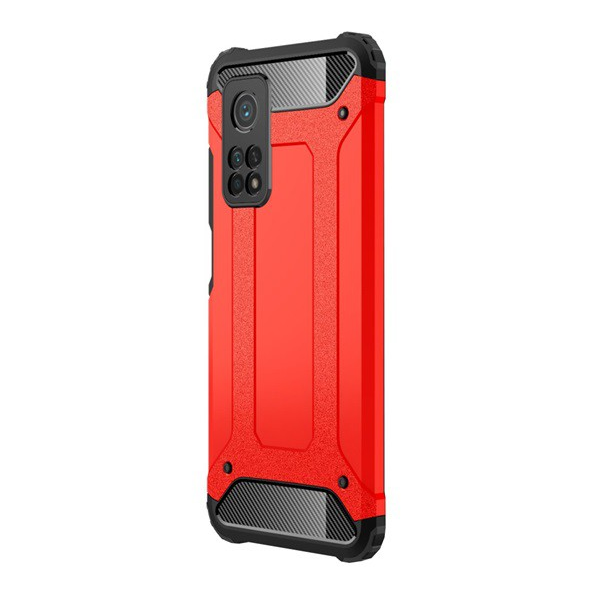 Defender műanyag telefonvédő (közepesen ütésálló, légpárnás sarok, szilikon belső, fémhatás) PIROS [Xiaomi Mi 10T Pro 5G] (5996591010960)