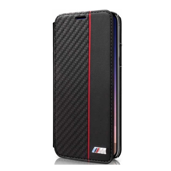 BMW Apple iPhone X / XS Flip Tok - Fekete (BMBKTRPXCAPRBK)