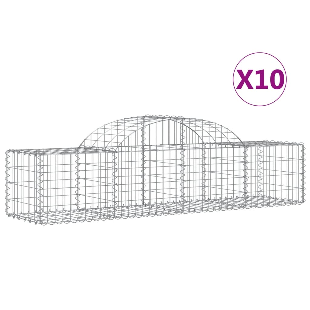 10 db íves horganyzott vas gabion kosár 200x50x40/60 cm (3146265)