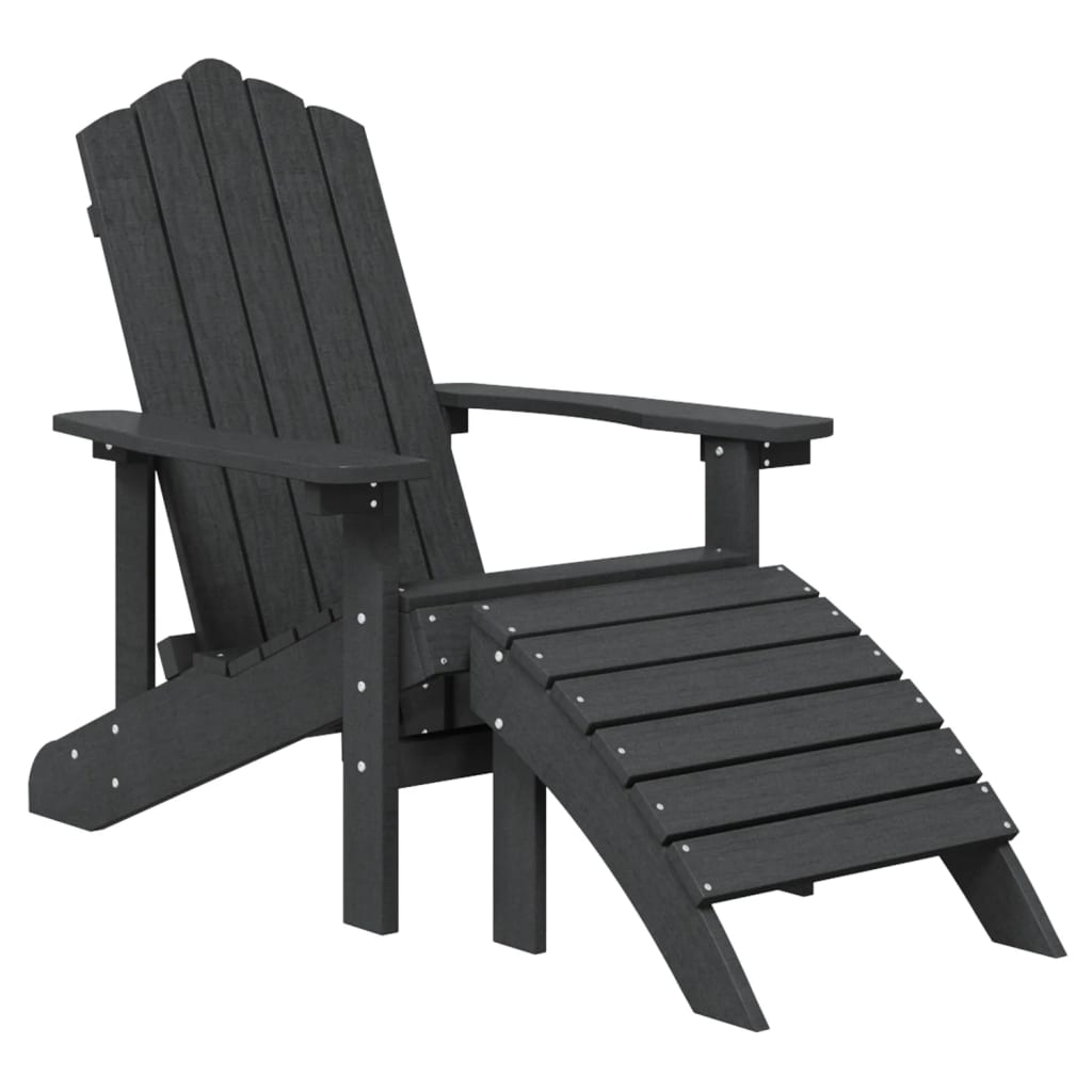 antracitszürke HDPE kerti adirondack szék lábtartóval (318646)