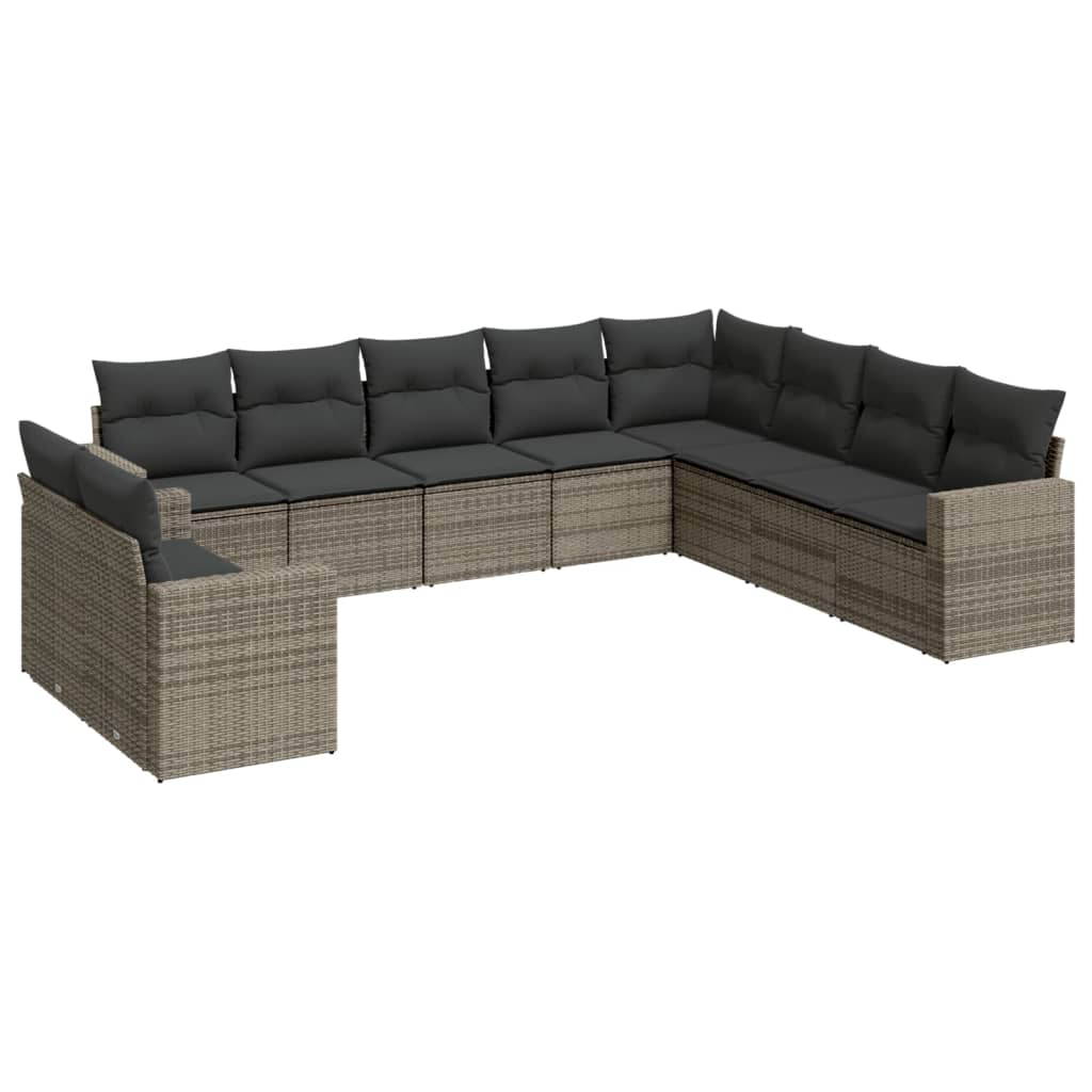 10 részes szürke polyrattan kerti ülőgarnitúra párnákkal (3219160)