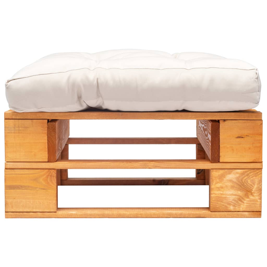 mézbarna fa kerti raklapzsámoly homokszínű párnával (277440)