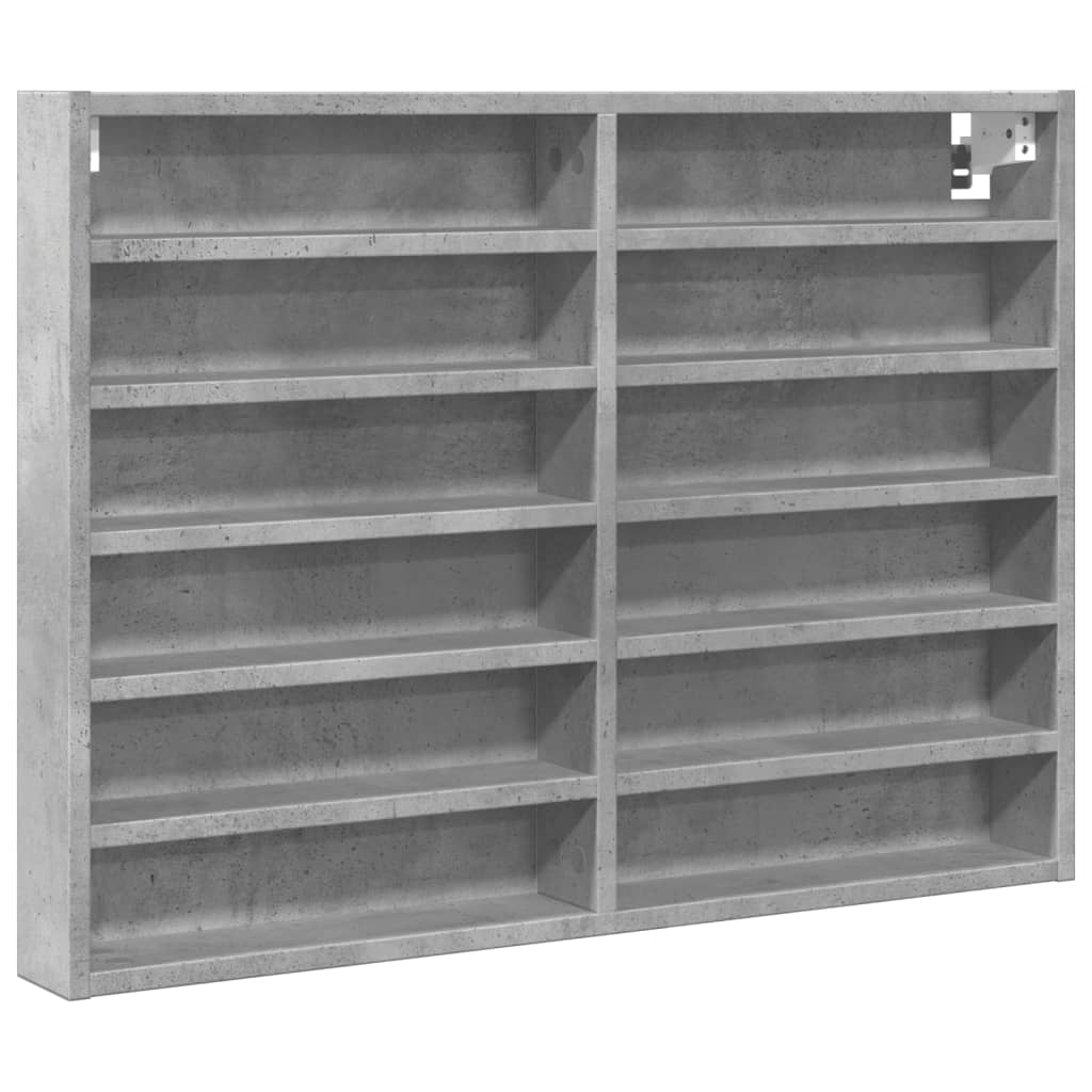 betonszürke szerelt fa vitrinszekrény 80 x 8,5 x 58 cm (847957)