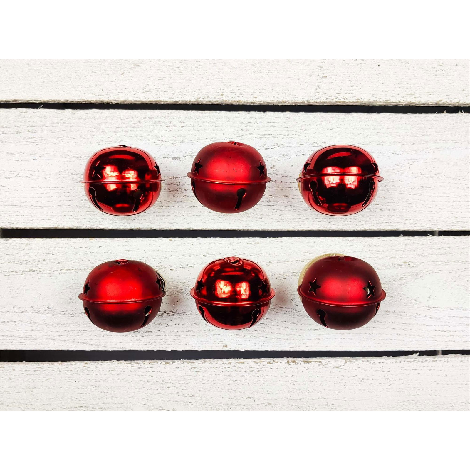 LAALU Karácsonyi dísz - csengettyű, piros, 6 cm, 6 db (LAU-2021)