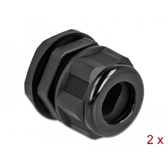 Delock Kábel tömszelence PG21 két kábelbemenettel 2 db. Fekete (60387) (60387)