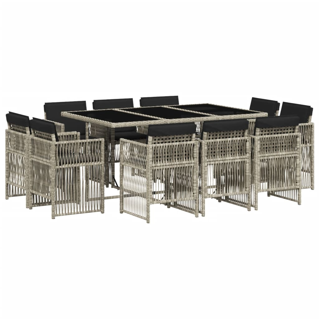 11 részes világosszürke polyrattan kerti ülőgarnitúra párnákkal (3211031)