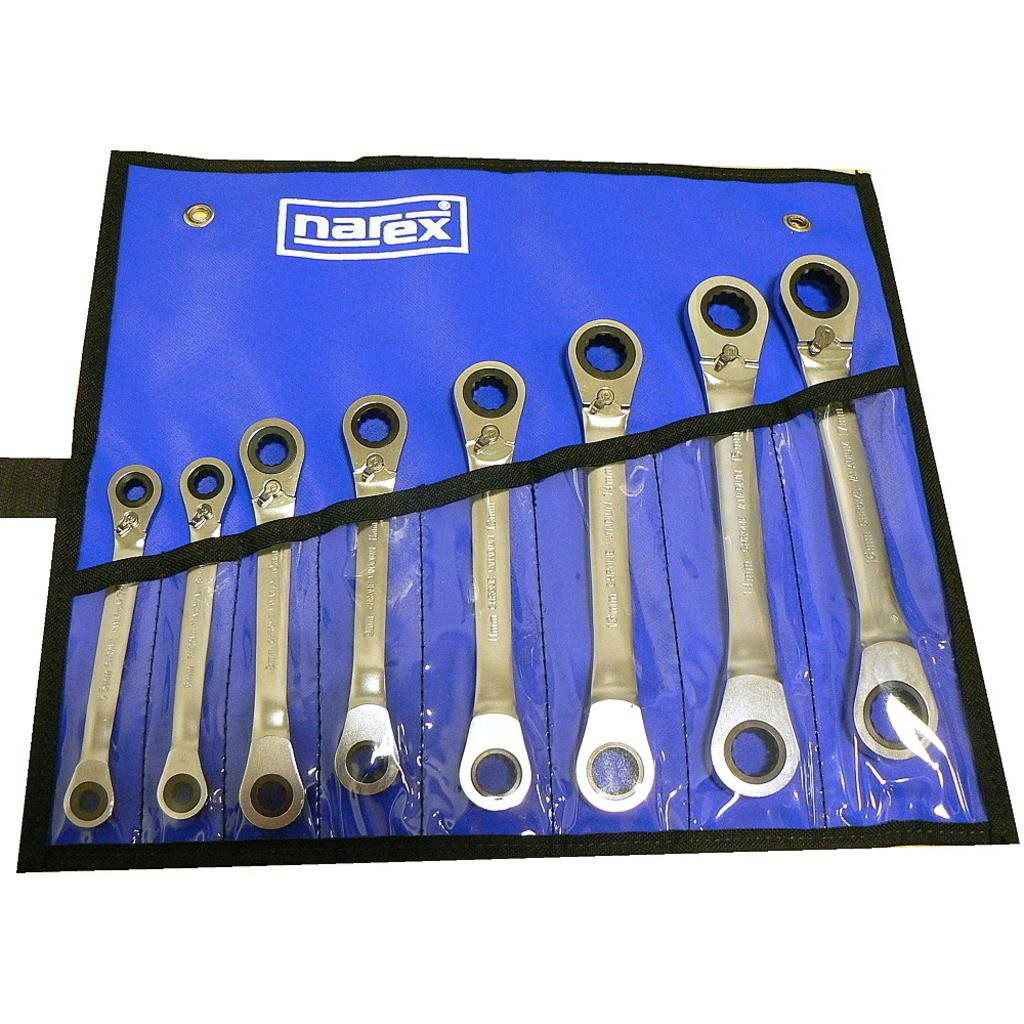 NAREX 443000989 8 részes kulcskészlet, racsnis, kétoldalas vinyl DIN3113 (443000989)