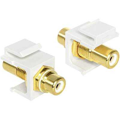 Átalakító adapter RCA alj/F alj, fehér, aranyozott