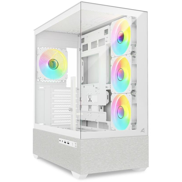 Sharkoon AK7 ARGB számítógépház - ATX, edzett üveg, 4db 120mm-es ARGB PWM ventilátor, fehér