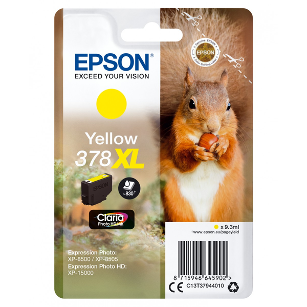 Epson Squirrel 378XL blækpatron 1 stk Original Højt (XL) udbytte Gul