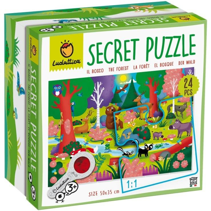 Ludattica - Secret Puzzle with magnifying glass, Forest animals (21900)