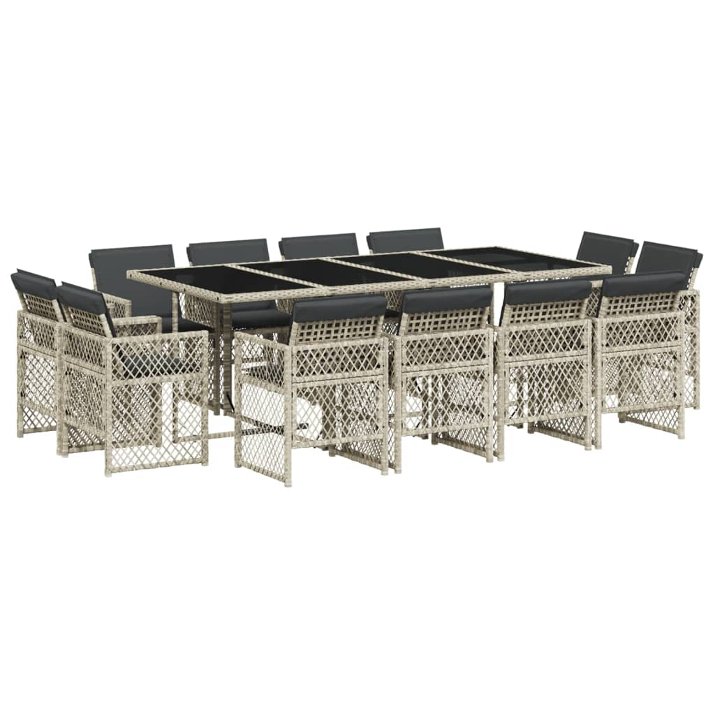 13 részes szürke polyrattan kerti étkezőgarnitúra párnákkal (3210863)