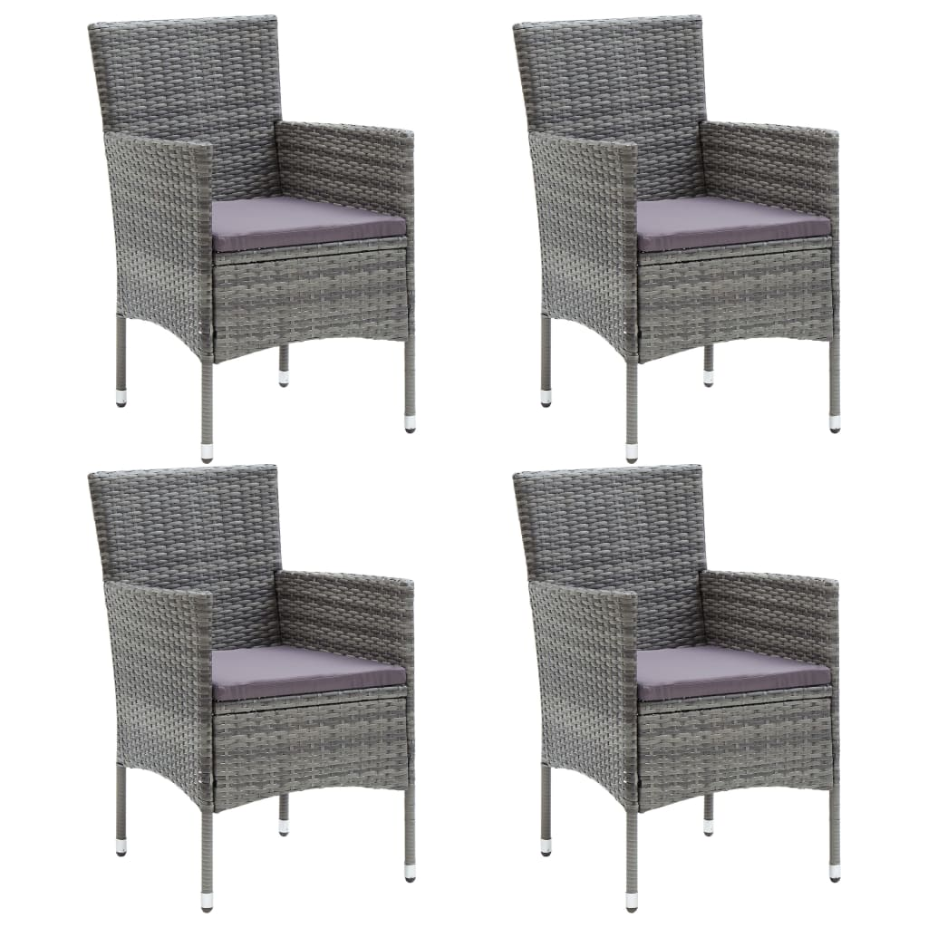 4 db szürke kerti polyrattan étkezőszék (310563)