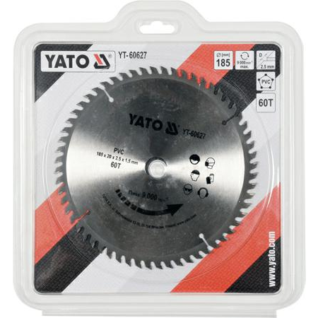 PVC VÁGÓTÁRCSA 185 60T 20MM YT-60627 (YT-60627)