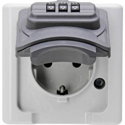 Kopp 109856007 1 részes Falra szerelhető dugalj Lezárható IP44 Szürke, Fekete (109856007)