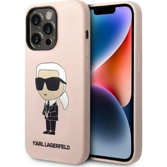 Karl Lagerfeld Liquid Ikonik NFT szilikon hátlap tok Apple iPhone 14 Max, rózsaszín (KLD1295)
