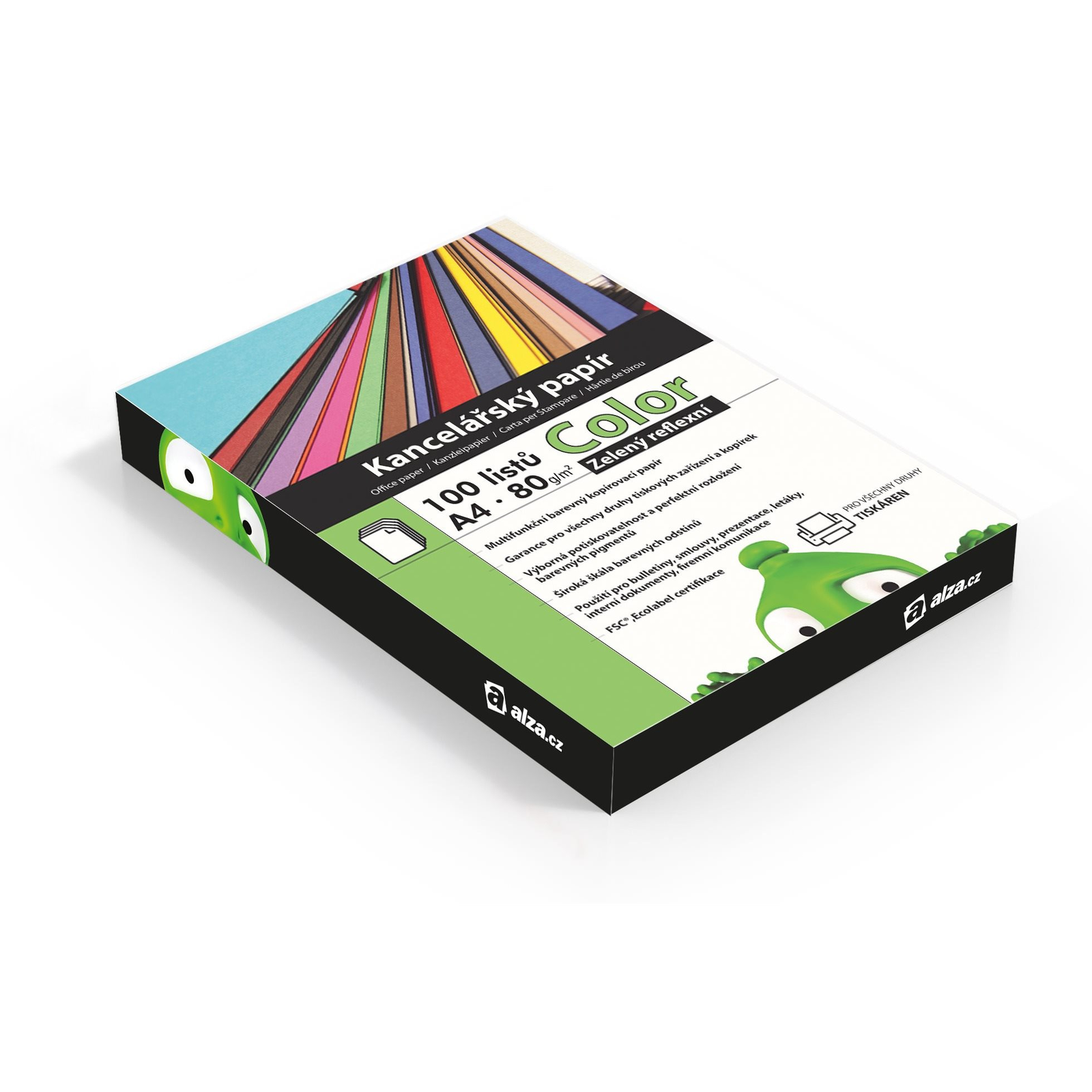 Alza Color A4 zöld fényvisszaverő 80g 100 lap (55081)