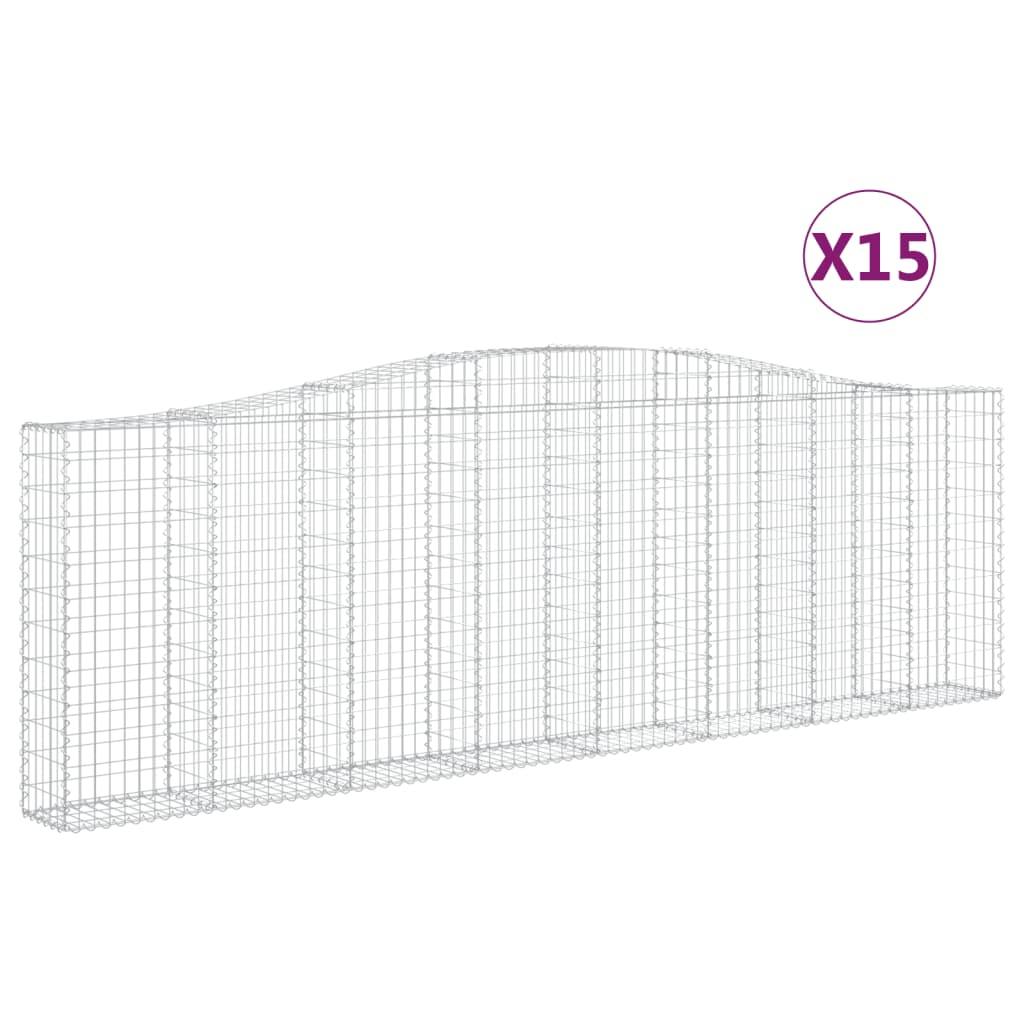 15 db íves horganyzott vas gabion kosár 400x30x120/140 cm (3145848)