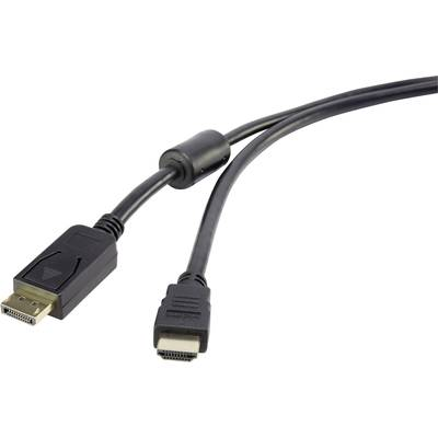 DisplayPort/HDMI kábel, 1x DisplayPort dugó - 1x HDMI dugó, 3 m, fekete, Renkforce (RF-3301446)