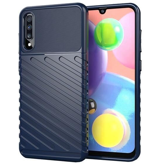 Gigapack Samsung Galaxy A70 (SM-A705F) csíkos dombormintás szilikon tok sötétkék (GP-102773) (GP-102773)