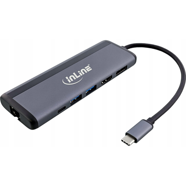 InLine 33278B hub di interfaccia USB tipo-C 1000 Mbit/s Grigio
