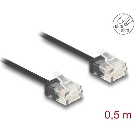 DELOCK RJ45 Netzwerkkabel Cat.6 UTP Ultra Slim 0,5m schwarz