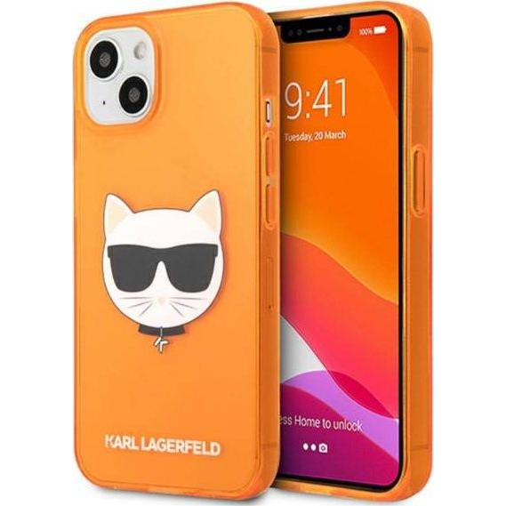 Karl Lagerfeld Choupette Head szilikon hátlap tok Apple iPhone 13 mini, narancs (KLD680PNK)