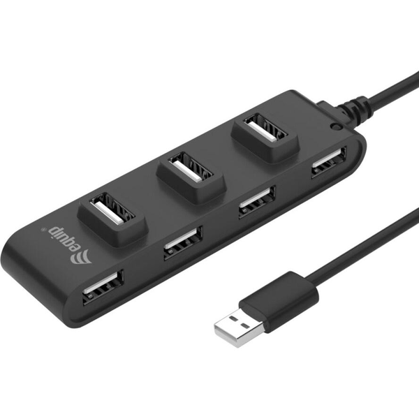 Equip 128957 κατανεμητής διεπαφών USB 2.0 480 Mbit/s Μαύρος (Μαύρο)