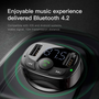 FM трансмитер Bluetooth Baseus T-Typed CCTM-01, MP3 Player, Бутон за обаждане, 2x USB, TF MicroSD, 3.4A, Черен
