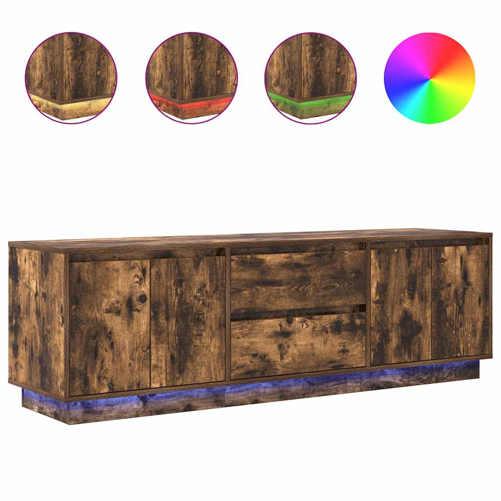 füstös tölgyszínű TV-szekrény LED-világítással 160,5x41x50 cm (3328430)