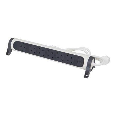 Legrand elosztó 6 aljzat, 1,5m vezeték fekete-fehér (694533) (legrand694533)