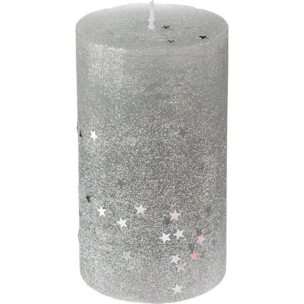 Vela Del Cilindro De Purpurina De Plata H12