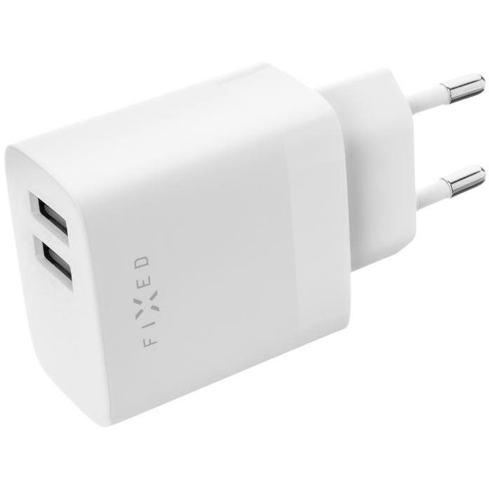 FIXED Smart Rapid Charge 2× USB kimenettel és USB/Lightning kábellel, MFI, 17 W, 1 m, fehér (FIXC17N-2UL-WH)