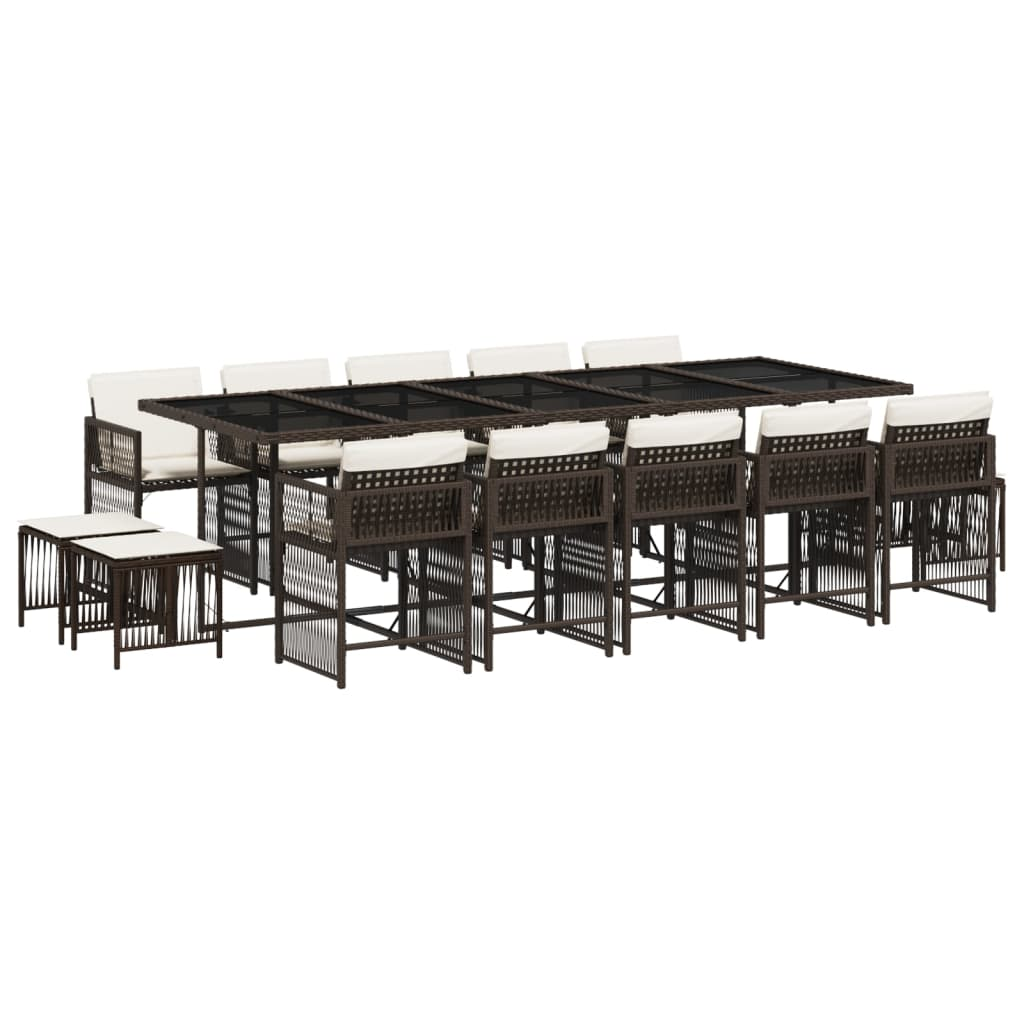 15 részes barna polyrattan kerti ülőgarnitúra párnákkal (3211713)