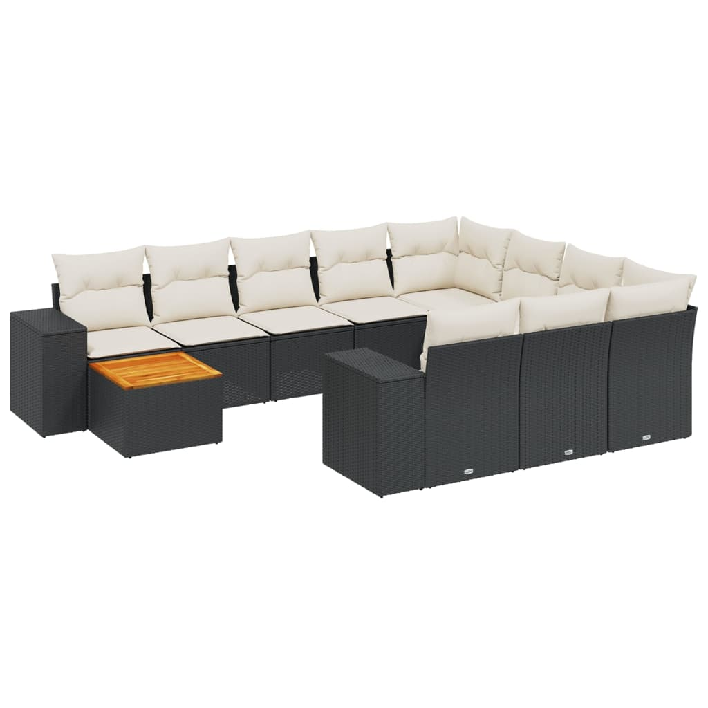 11 részes fekete polyrattan kerti ülőgarnitúra párnákkal (3257960)