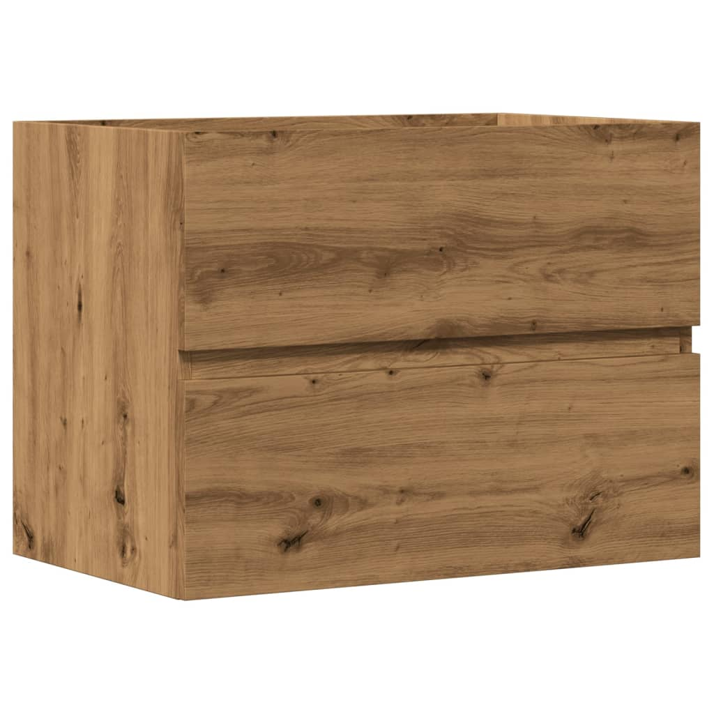 kézműves tölgy színű szerelt fa fürdőszobaszekrény 60x38,5x45cm (856244)